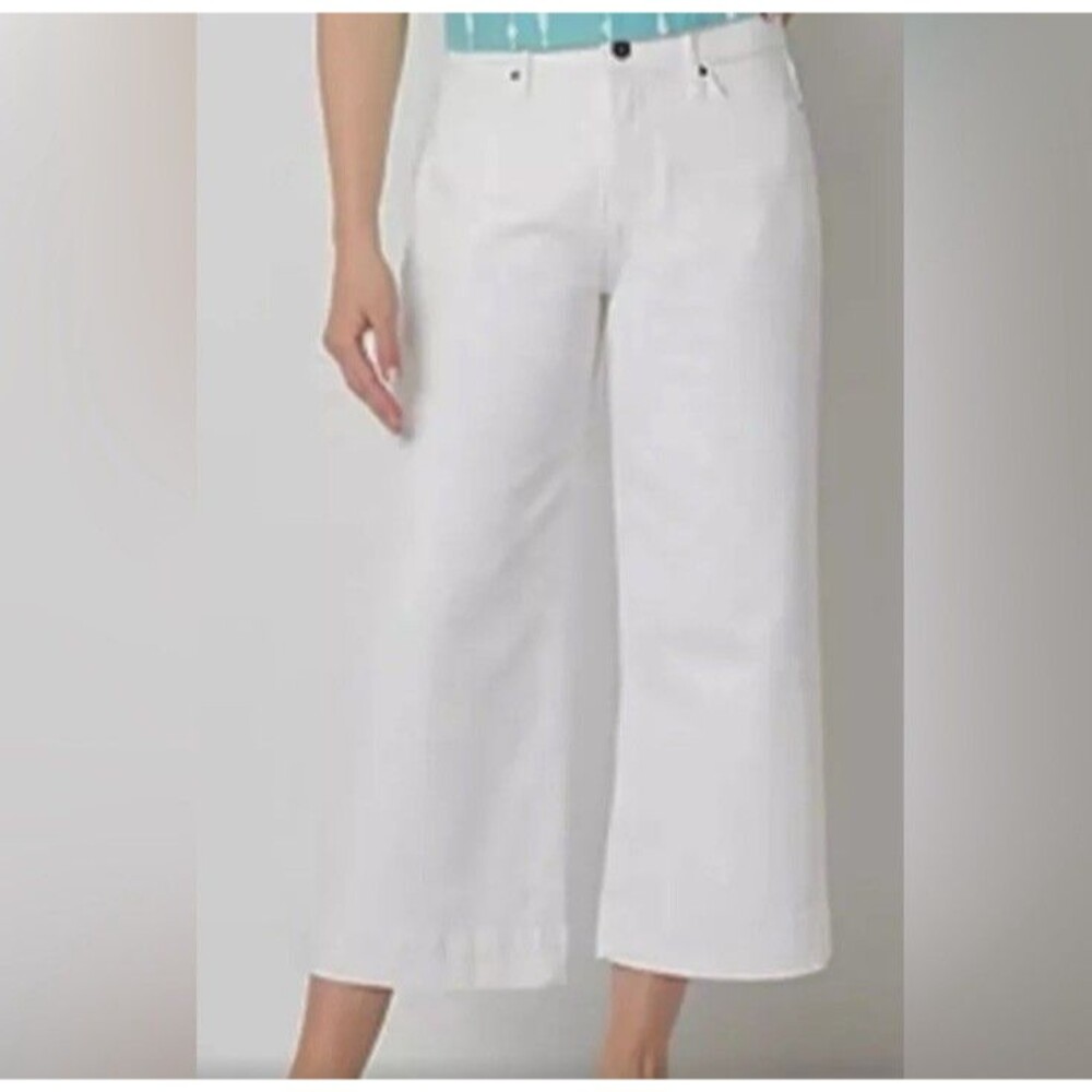 a.n.a. Women's High-Rise Wide Leg Stretch White Cropped Jeans Plus Size 14